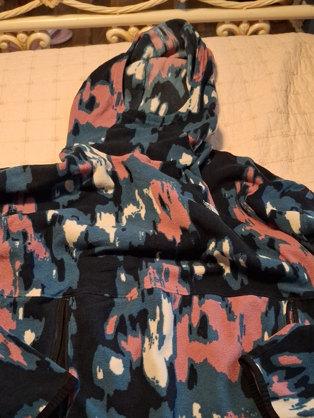 The North Face Black, Blue & Pink Abstract Hooded Fleece